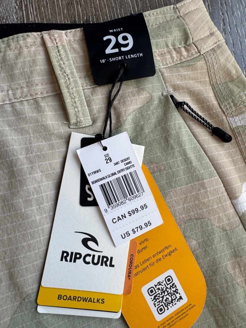 Rip Curl Men’s Tan & Light Green Camo Swim Board Shorts KG0604 - Picture 2 of 6